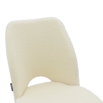 Renish pakoworld chair bouclé white-metallic black leg 49x59x86cm