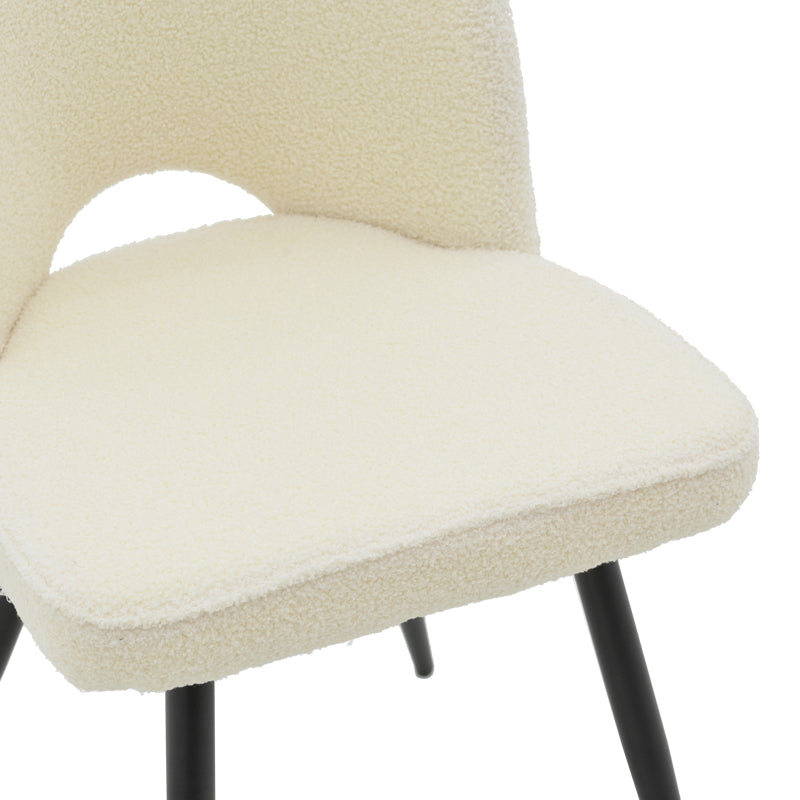 Renish pakoworld chair bouclé ecru-metallic black leg 61x47x91.5cm