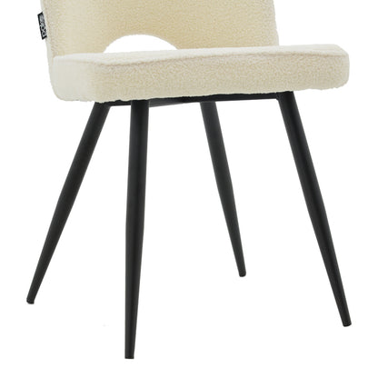 Renish pakoworld chair bouclé white-metallic black leg 49x59x86cm