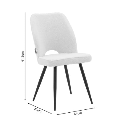 Renish pakoworld chair bouclé ecru-metallic black leg 61x47x91.5cm