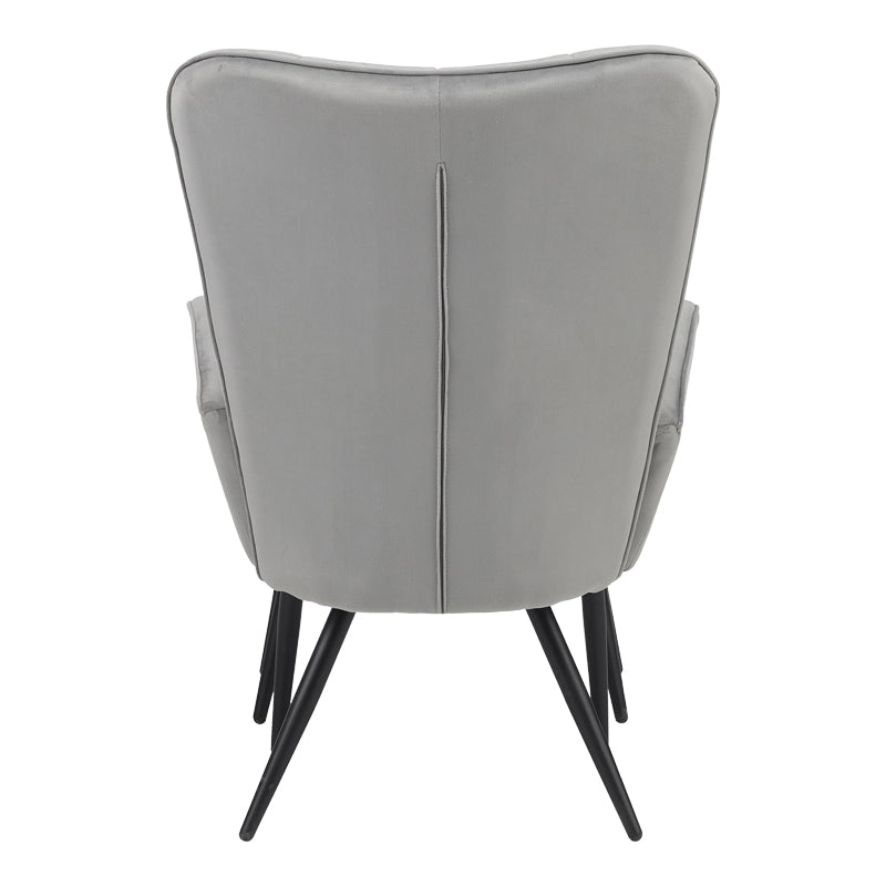 Armchair with footstool Dorita pakoworld velvet light gray-leg black metal 68.5x76x103cm