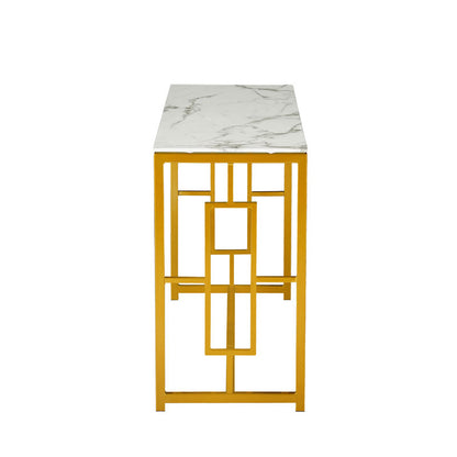Console Eccento pakoworld golden-marble look top 8mm 120x40x71.5cm