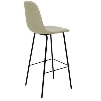 Bar Stool Bella metal black legs - fabric antique light grey color