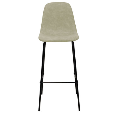 Bar Stool Bella metal black legs - fabric antique light grey color