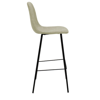 Bar Stool Bella metal black legs - fabric antique light grey color
