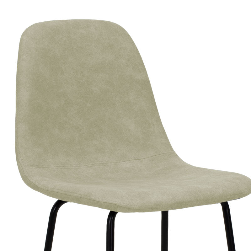 Bar Stool Bella metal black legs - fabric antique light grey color
