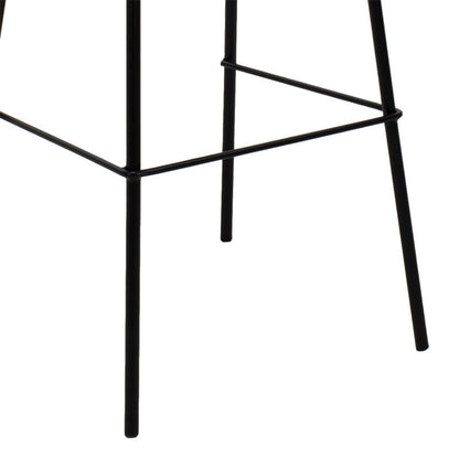 Bar Stool Bella metal black legs - fabric antique light grey color
