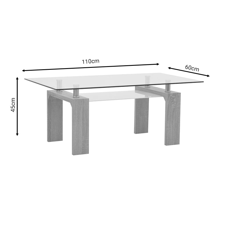 Table Vrocho pakoworld natural wood-glass 110x60x45cm