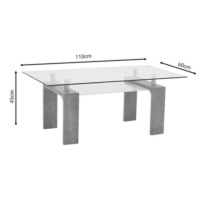 Table Vrocho pakoworld grey wood-glass 110x60x45cm