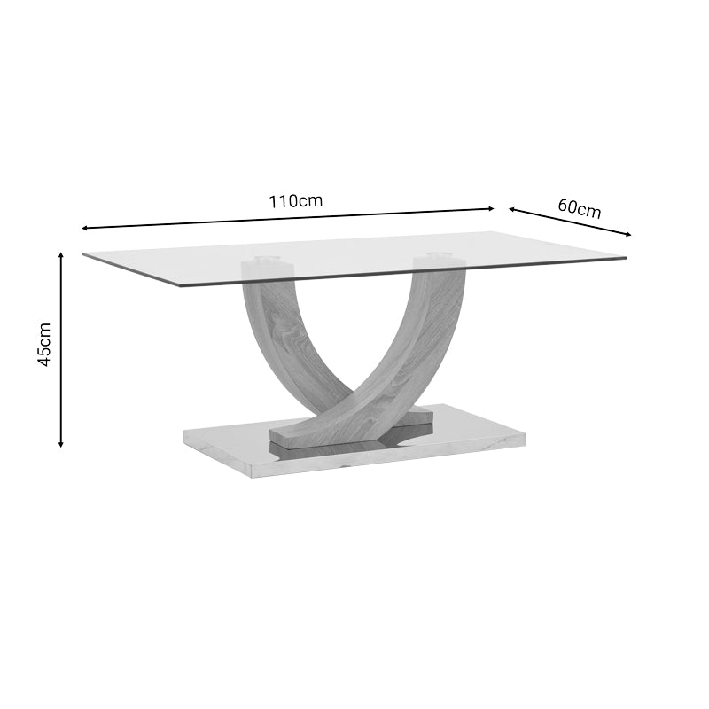 Table Kasmora pakoworld natural wood-glass 110x60x45cm