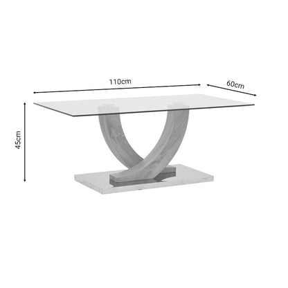 Table Kasmora pakoworld natural wood-glass 110x60x45cm