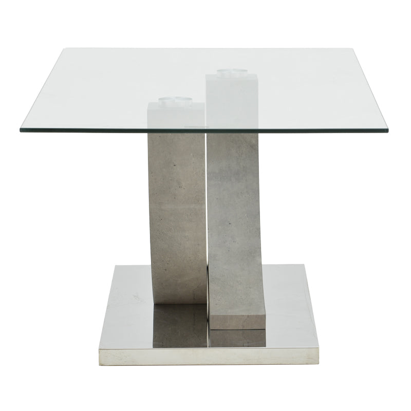 Table Kasmora pakoworld grey wood-glass 110x60x45cm