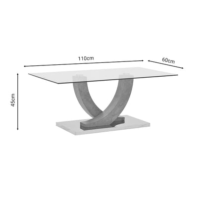 Table Kasmora pakoworld grey wood-glass 110x60x45cm