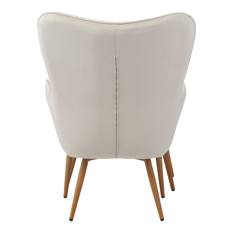 Maddison armchair with footrest-cushion pakoworld cream velvet-natural leg 68x72x98cm