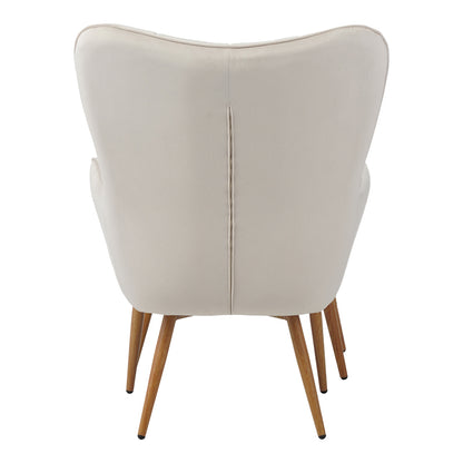 Maddison armchair with footrest-cushion pakoworld cream velvet-natural leg 68x72x98cm