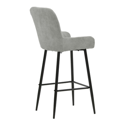 Bar Stool Delicacy metal black legs-fabric antique light grey 47x43x100cm
