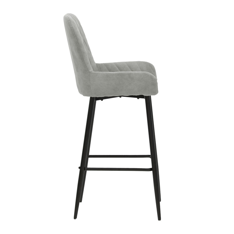 Bar Stool Delicacy metal black legs-fabric antique light grey 47x43x100cm