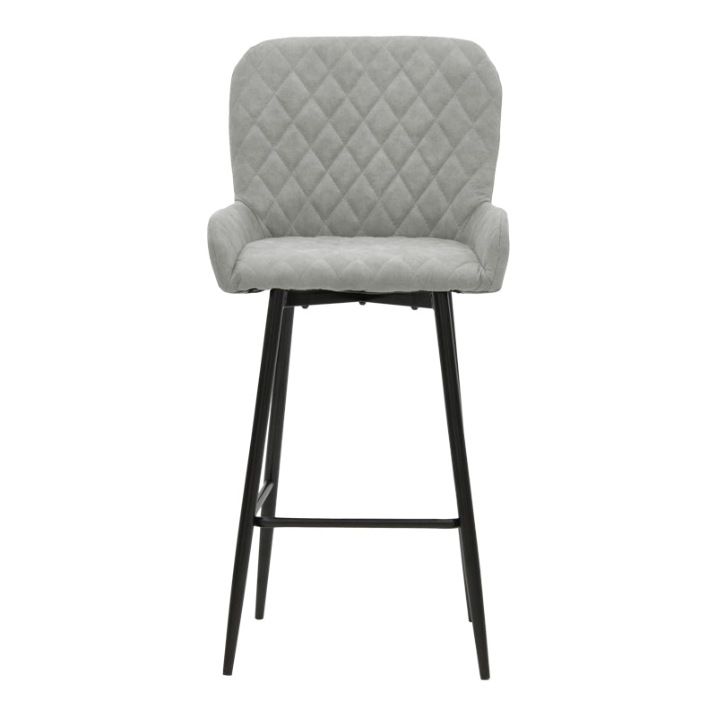 Bar Stool Delicacy metal black legs-fabric antique light grey 47x43x100cm