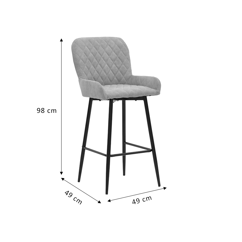 Bar Stool Delicacy metal black legs-fabric antique light grey 47x43x100cm