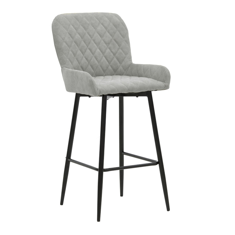 Bar Stool Delicacy metal black legs-fabric antique light grey 47x43x100cm