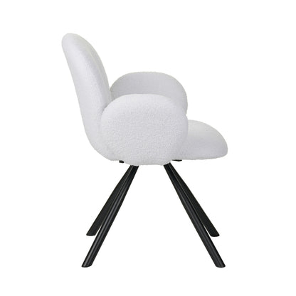 Armchair Garzele Inart white teddy fabric-leg black metal 68x66x82.5cm