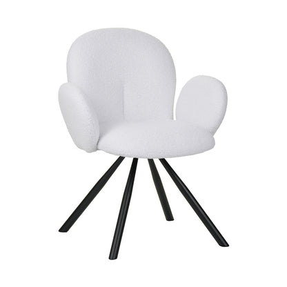 Armchair Garzele Inart white teddy fabric-leg black metal 68x66x82.5cm