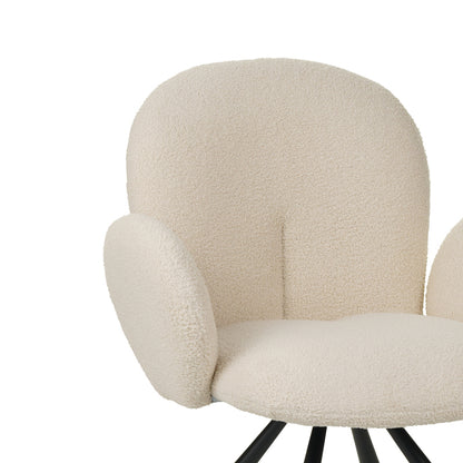 Armchair Garzele Inart beige teddy fabric-leg black metal 68x66x82.5cm