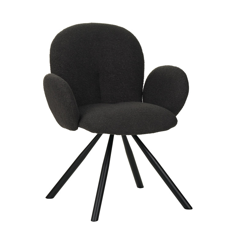 Armchair Garzele Inart dark grey teddy fabric-leg black metal 68x66x82.5cm