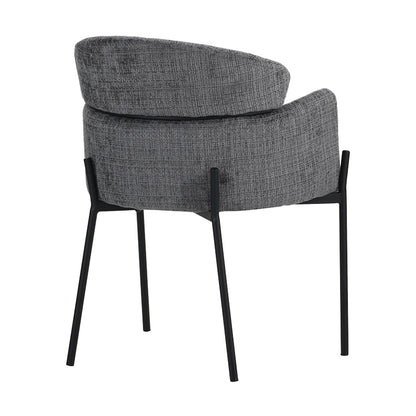 Tolerse Inart armchair light gray fabric-leg black metal 58x57x80cm