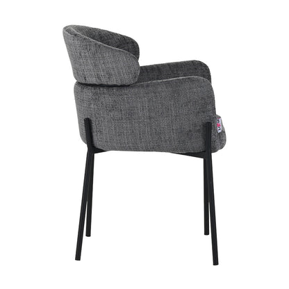 Tolerse Inart armchair light gray fabric-leg black metal 58x57x80cm