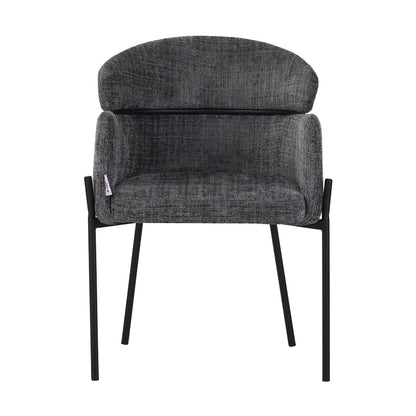 Tolerse Inart armchair light gray fabric-leg black metal 58x57x80cm