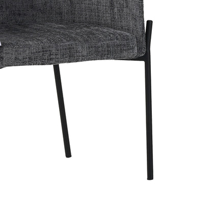 Tolerse Inart armchair light gray fabric-leg black metal 58x57x80cm