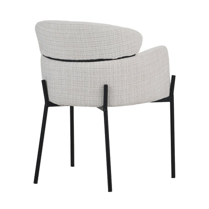 Tolerse Inart armchair beige fabric-leg black metal 58x57x80cm