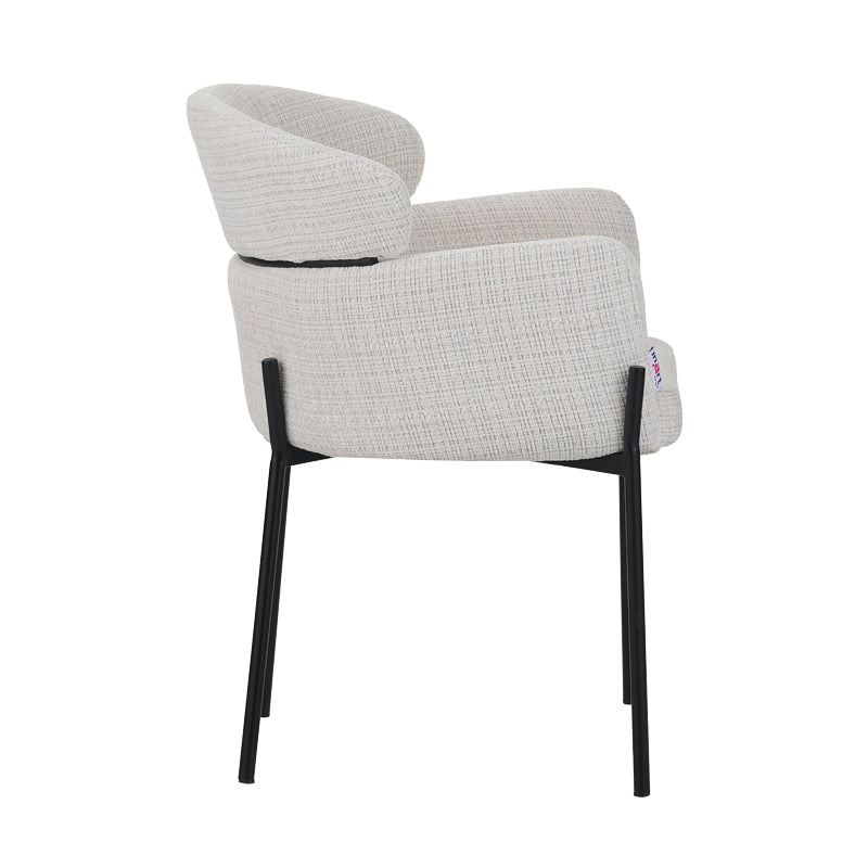 Tolerse Inart armchair beige fabric-leg black metal 58x57x80cm