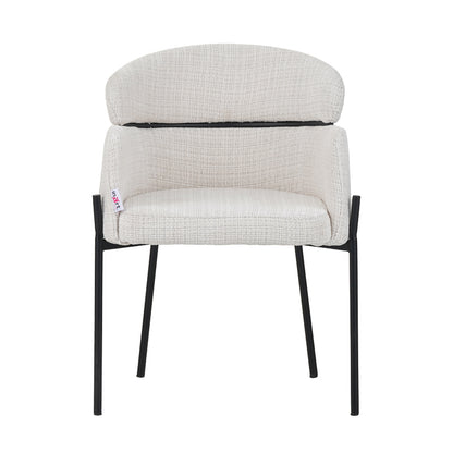 Tolerse Inart armchair beige fabric-leg black metal 58x57x80cm