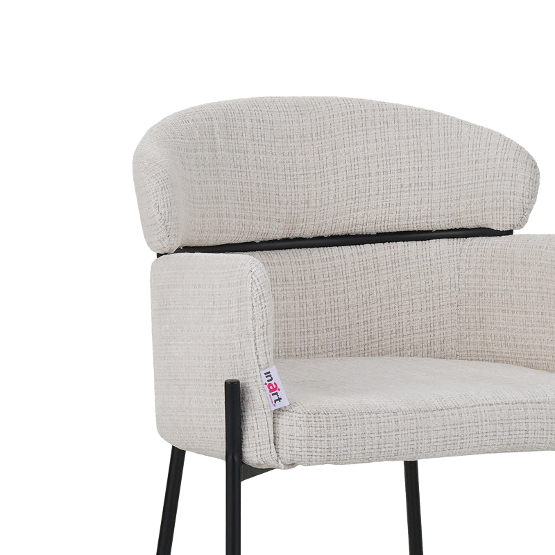 Tolerse Inart armchair beige fabric-leg black metal 58x57x80cm