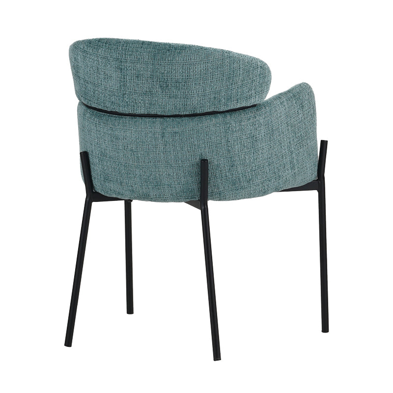 Tolerse Inart armchair green fabric-leg black metal 58x57x80cm