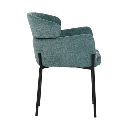 Tolerse Inart armchair green fabric-leg black metal 58x57x80cm