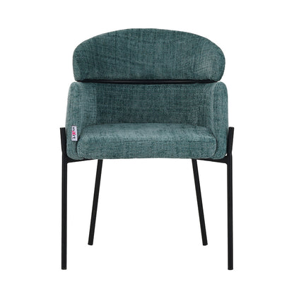 Tolerse Inart armchair green fabric-leg black metal 58x57x80cm