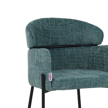 Tolerse Inart armchair green fabric-leg black metal 58x57x80cm