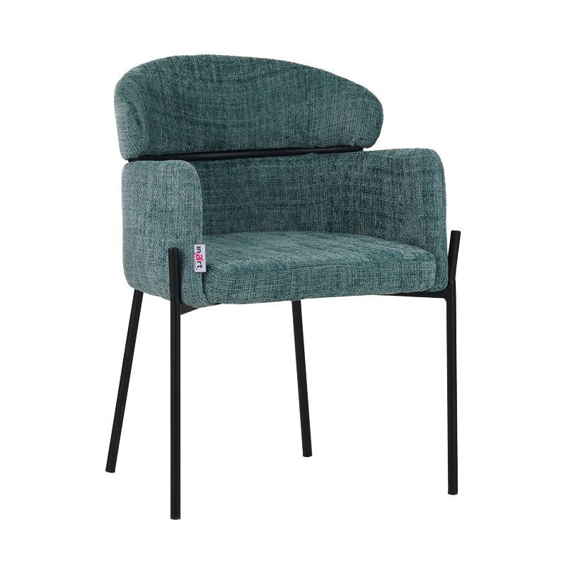 Tolerse Inart armchair green fabric-leg black metal 58x57x80cm