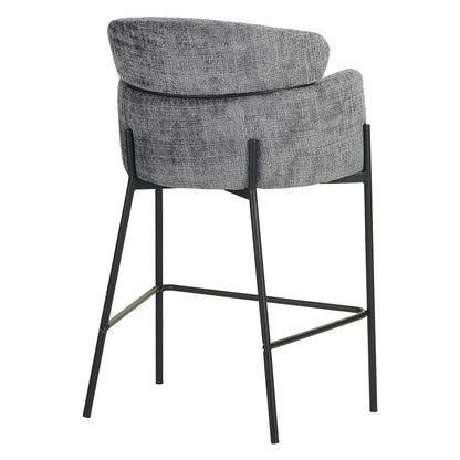 Bar stool Tolerse Inart light gray fabric-leg black metal