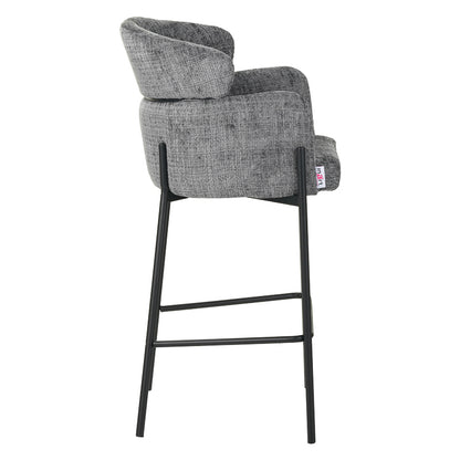 Bar stool Tolerse Inart light gray fabric-leg black metal