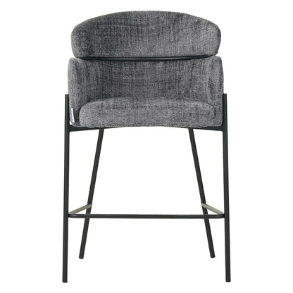 Bar stool Tolerse Inart light gray fabric-leg black metal