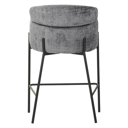 Bar stool Tolerse Inart light gray fabric-leg black metal