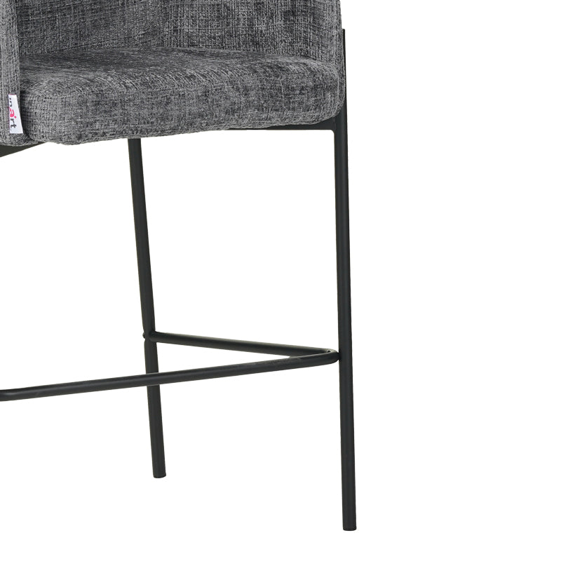 Bar stool Tolerse Inart light gray fabric-leg black metal