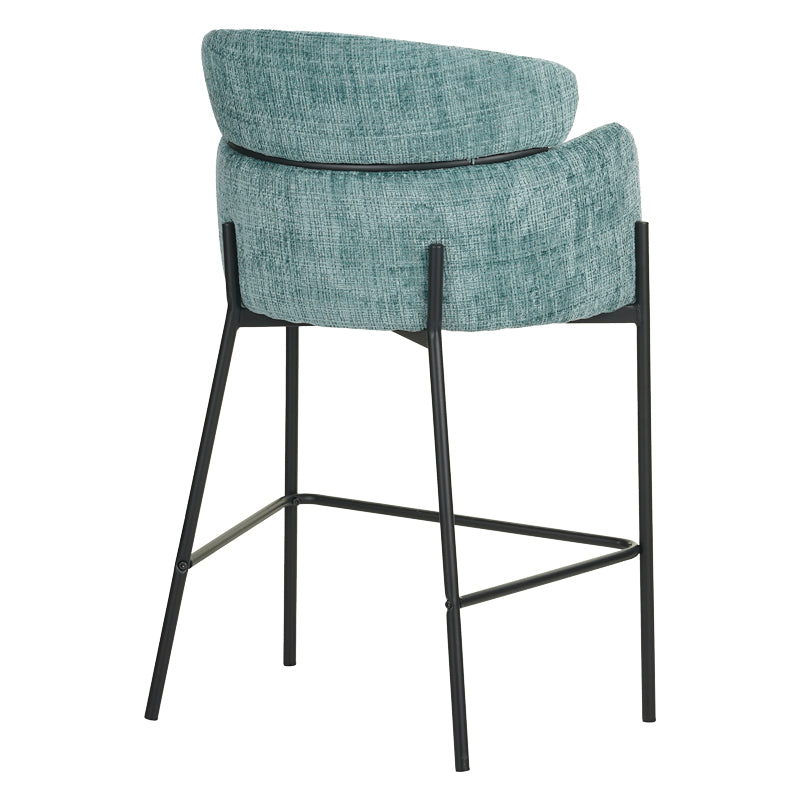 Bar stool Tolerse Inart green fabric-leg black metal