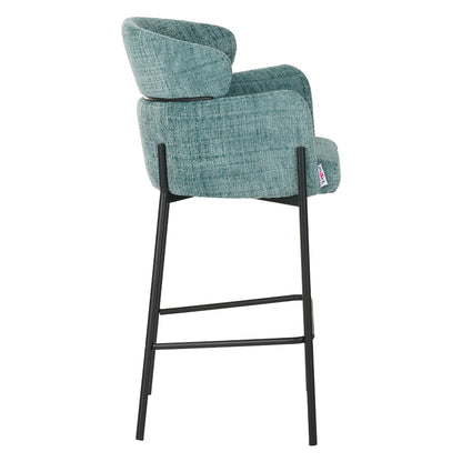 Bar stool Tolerse Inart green fabric-leg black metal