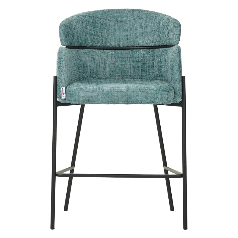 Bar stool Tolerse Inart green fabric-leg black metal