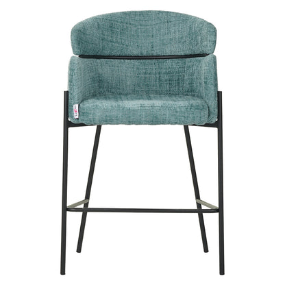 Bar stool Tolerse Inart green fabric-leg black metal